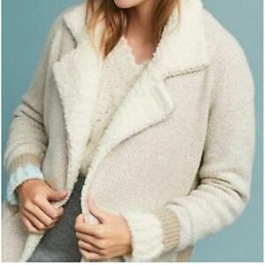 ANTHROPOLOGIE SLEEPING ON SNOW‎ Sherpa-Lined Sweater Coat, Small
